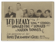 Promotional Card From 1932 for Ted Healy King of Stooges With Howard, Fine & Howard -- Measures 4 x 3 -- Sticker on Back, Else Near Fine Condition